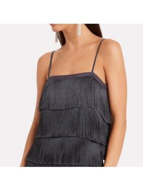 INTERMIX Charcoal Gray Fringe Tiered Camisole NWT